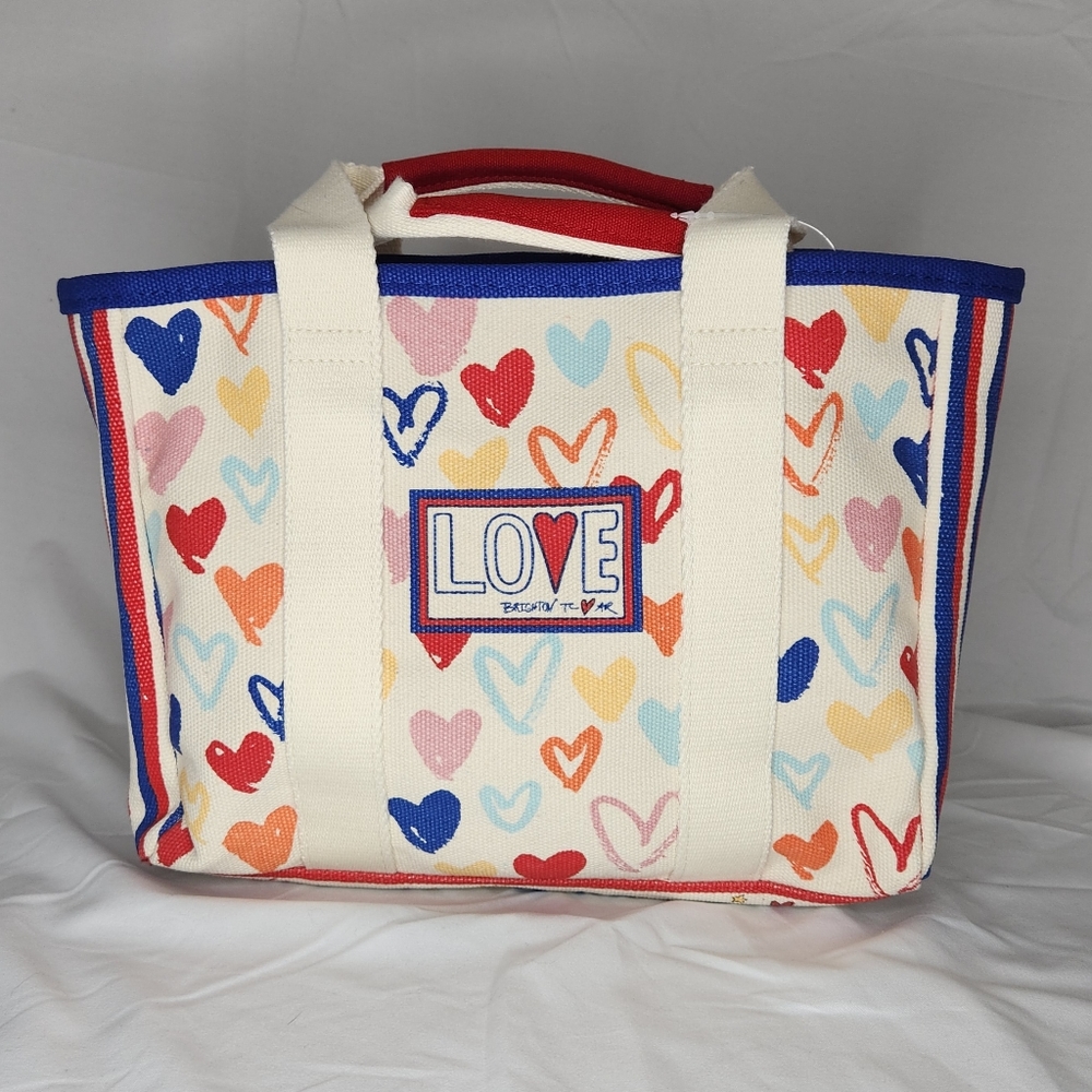 NWT Brighton Canvas Red White and You Mini Tote Crossbody